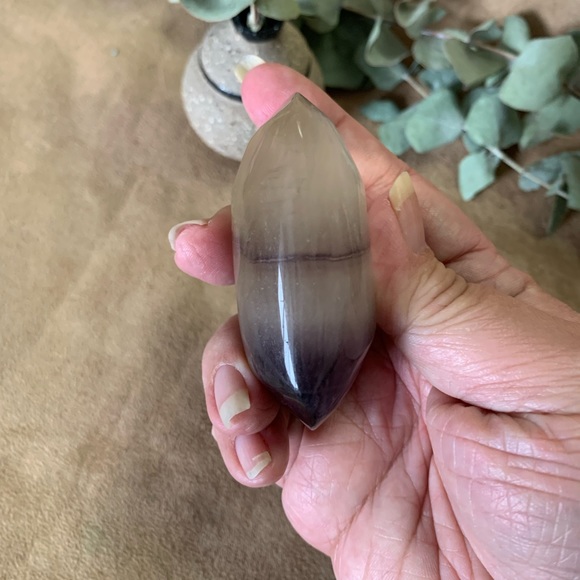 High Grade Yellow Purple Fluorite Palm Stone - Picture 3 of 5